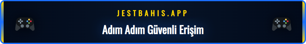 Jestbet Resmi mobil erişim adımlarını gösteren bir infografik.